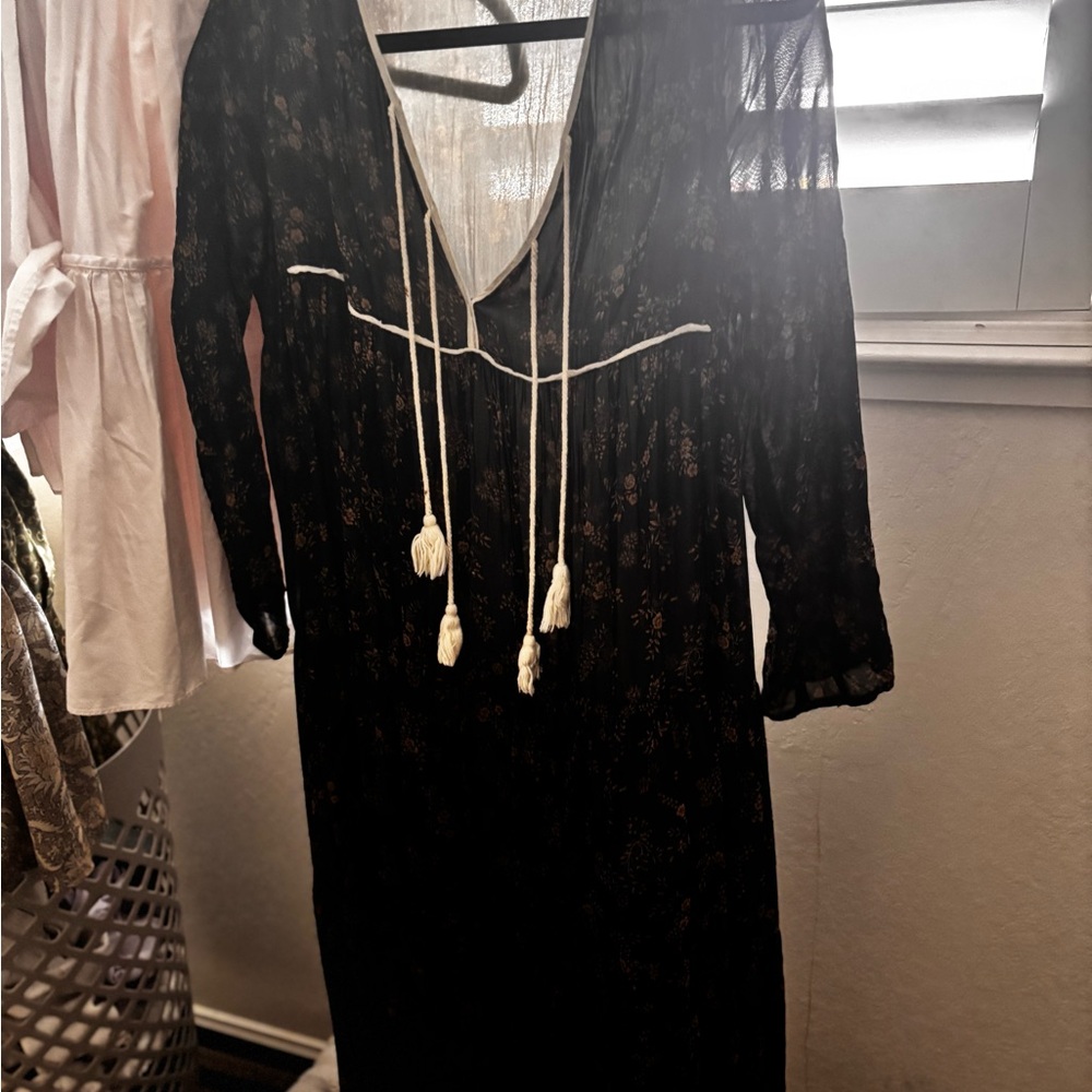 Christy Dawn navy blue Long Sleeve Dress with Tassels